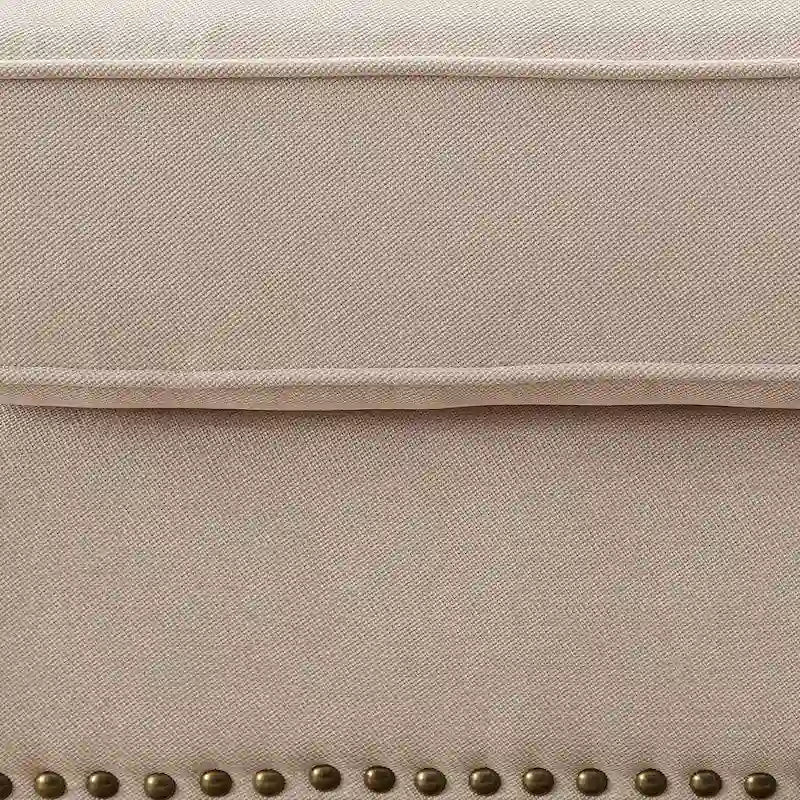 Riti Transitional Beige Fabric Upholstered Nailhead Sectional by Furniture of America