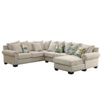 Riti Transitional Beige Fabric Upholstered Nailhead Sectional by Furniture of America