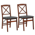 2 Pack Folding Dining Chairs Foldable Chairs with PVC Padded Seat