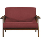 CraftPorch Wenge Wood Mid-Century Modern Linen Loveseat