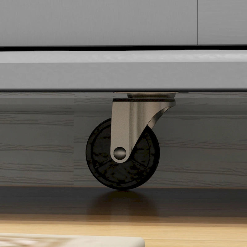 HOMCOM Kitchen Island with Storage, Rolling Kitchen Island on Wheels with Drawer, 3 Cabinets, Stainless Steel Countertop