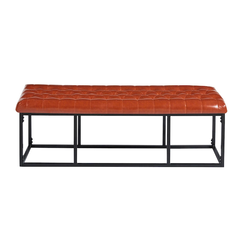 Porthos Home Ellie Faux Leather Accent Bench with Metal Frame Base