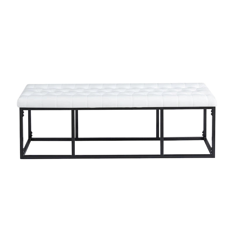 Porthos Home Ellie Faux Leather Accent Bench with Metal Frame Base