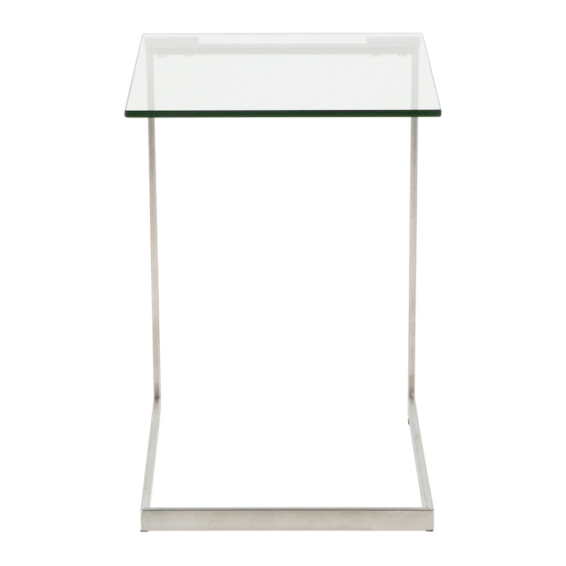 Porch & Den Birchshire Stainless Steel/ Glass End Table