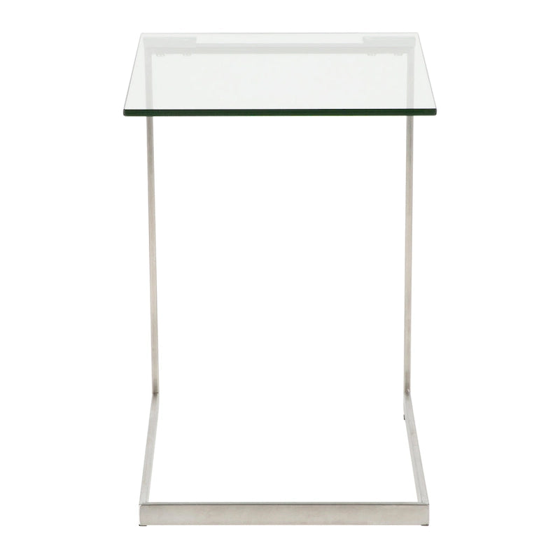 Porch & Den Birchshire Stainless Steel/ Glass End Table