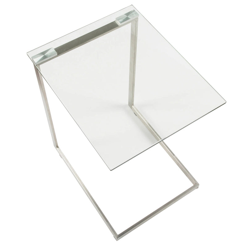 Porch & Den Birchshire Stainless Steel/ Glass End Table