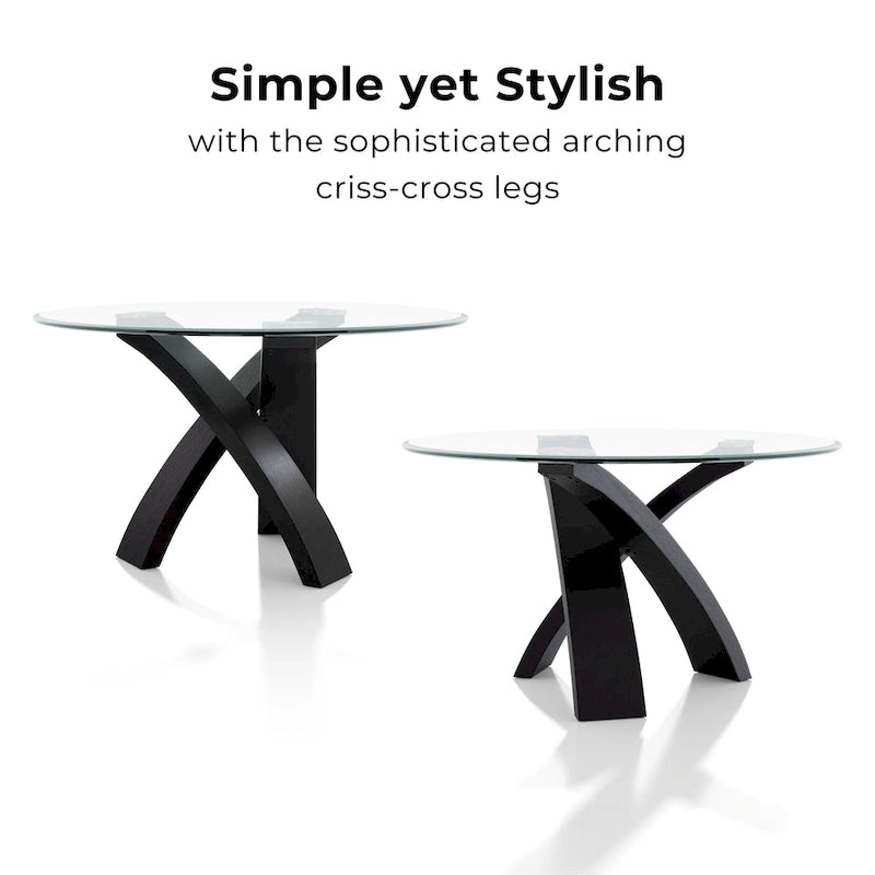 Furniture of America Zibo Contemporary 52-inch Round Glass Top Dining Table