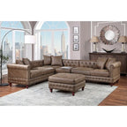 4 Piece Leatherette Upholstered Sectional Sofa Set with Wood Legs