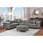 4 Piece Leatherette Upholstered Sectional Sofa Set with Wood Legs