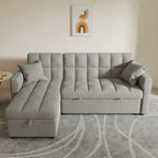 L-shaped Pull-out Sleeper Sectional Sofa Bed with Storage Chaise