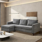 HOOOWOOO Living Room L-Shaped Polyester Fabric Reversible Chaise Sofa