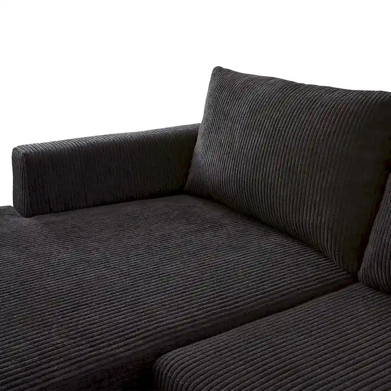 HOOOWOOO Living Room L-Shaped Polyester Fabric Reversible Chaise Sofa