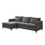 HOOOWOOO Living Room L-Shaped Polyester Fabric Reversible Chaise Sofa