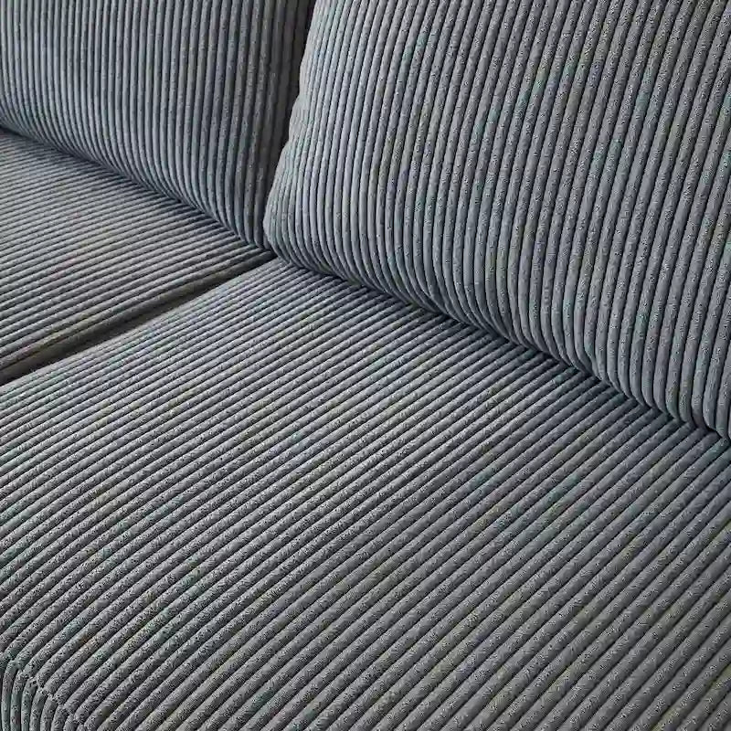 HOOOWOOO Living Room L-Shaped Polyester Fabric Reversible Chaise Sofa