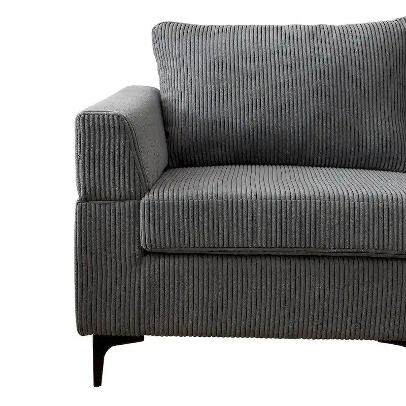 HOOOWOOO Living Room L-Shaped Polyester Fabric Reversible Chaise Sofa