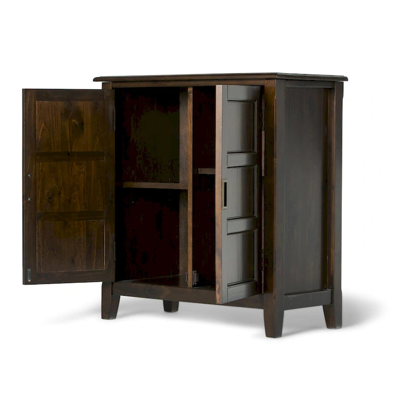 WYNDENHALL Portland SOLID WOOD 30 inch Wide Transitional Low Storage Cabinet - 30w x 14d x 31h