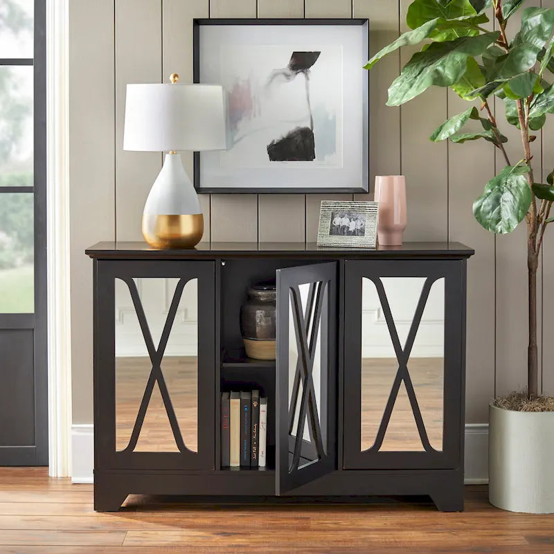 Simple Living Reflections Mirrored Front Buffet/ Console