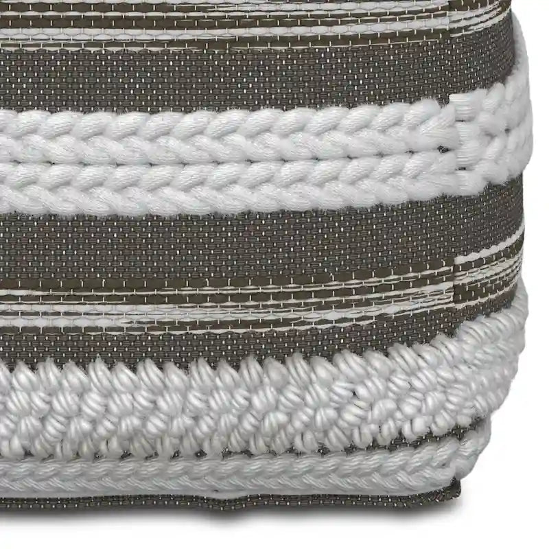 WYNDENHALL Silva Boho Square Pouf in Handloom Woven Pattern