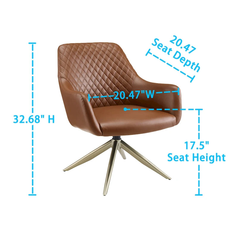 Art Leon Faux Leather Swivel Accent Arm Chair