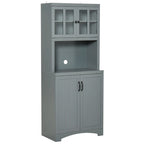 HOMCOM Accent Kitchen Buffet and Hutch Wooden Storage Cupboard with Glass Framed Door, and Microwave Space