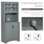 HOMCOM Accent Kitchen Buffet and Hutch Wooden Storage Cupboard with Glass Framed Door, and Microwave Space