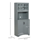 HOMCOM Accent Kitchen Buffet and Hutch Wooden Storage Cupboard with Glass Framed Door, and Microwave Space