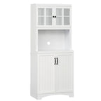 HOMCOM Accent Kitchen Buffet and Hutch Wooden Storage Cupboard with Glass Framed Door, and Microwave Space
