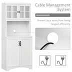 HOMCOM Accent Kitchen Buffet and Hutch Wooden Storage Cupboard with Glass Framed Door, and Microwave Space