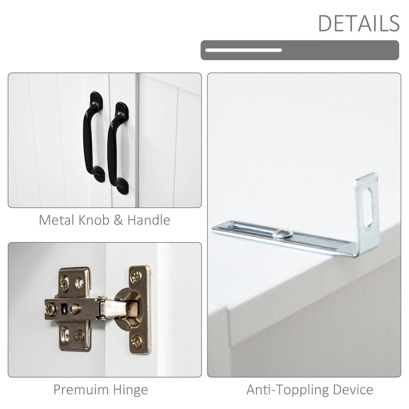 HOMCOM Accent Kitchen Buffet and Hutch Wooden Storage Cupboard with Glass Framed Door, and Microwave Space