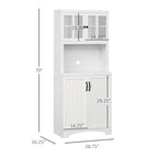 HOMCOM Accent Kitchen Buffet and Hutch Wooden Storage Cupboard with Glass Framed Door, and Microwave Space