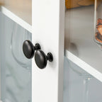 HOMCOM Accent Kitchen Buffet and Hutch Wooden Storage Cupboard with Glass Framed Door, and Microwave Space