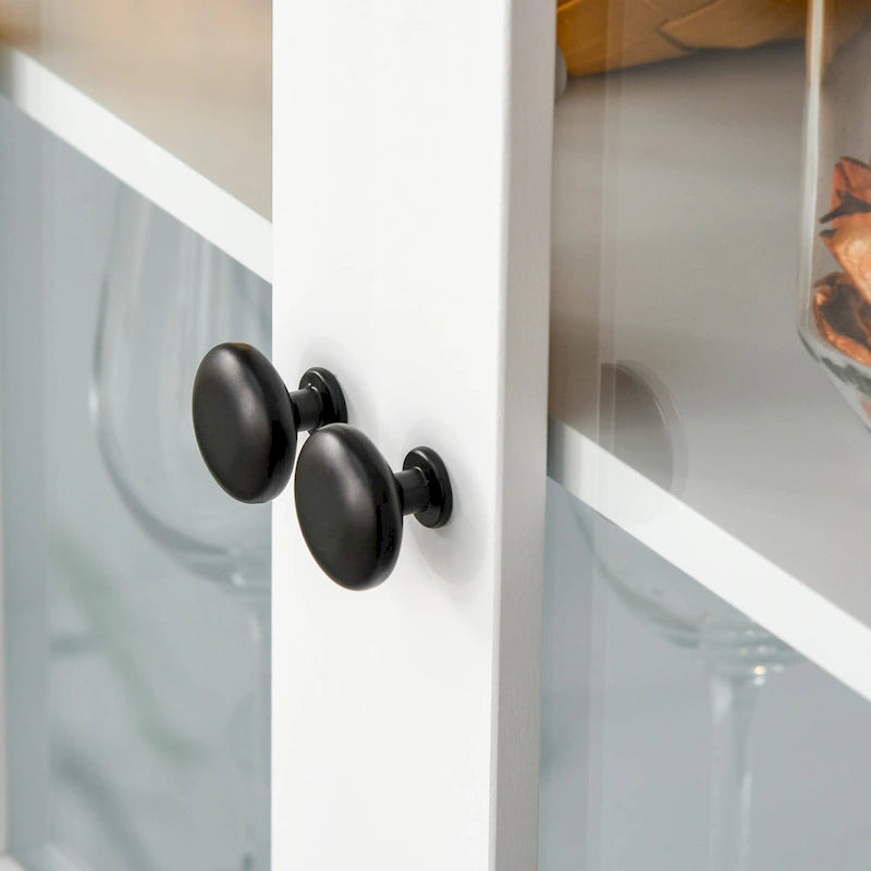 HOMCOM Accent Kitchen Buffet and Hutch Wooden Storage Cupboard with Glass Framed Door, and Microwave Space