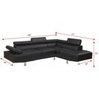 GTU Furniture L Shape Faux Leather Living Room Sectional Sofa Set with Right Facing Chaise