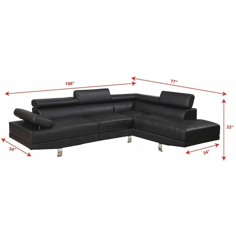 GTU Furniture L Shape Faux Leather Living Room Sectional Sofa Set with Right Facing Chaise