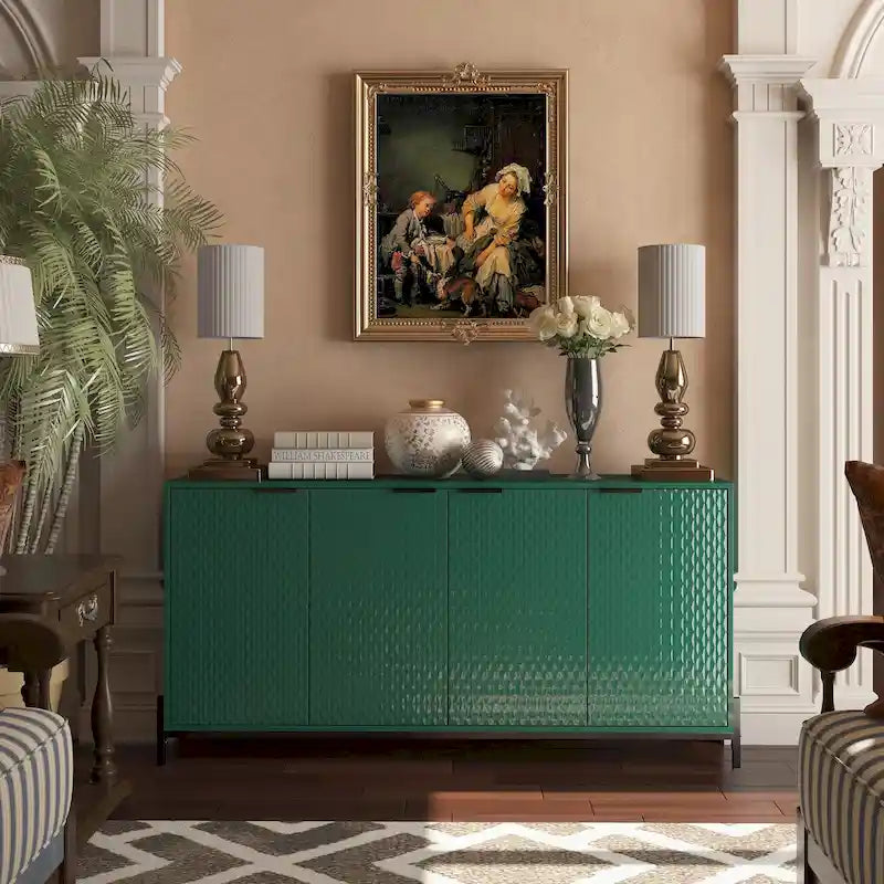 Clihome High Gloss 4-Door Storage Accent Buffets Sideboards