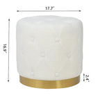 Adeco Round Velvet Ottoman Vanity Footrest Stool Gold Plating Base