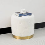 Adeco Round Velvet Ottoman Vanity Footrest Stool Gold Plating Base