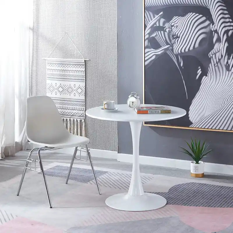 31.5Tulip Table Mid-century Dining Table for 2-4 people With Round Mdf Table Top, Pedestal Dining Table, Leisure Coffee Table