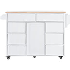 Kitchen Island Cart with Rubber Wood Top and Locking Wheels