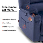 MCombo Electric Power Recliner Chair with Heat and Massage, Fabric 6079/PR670