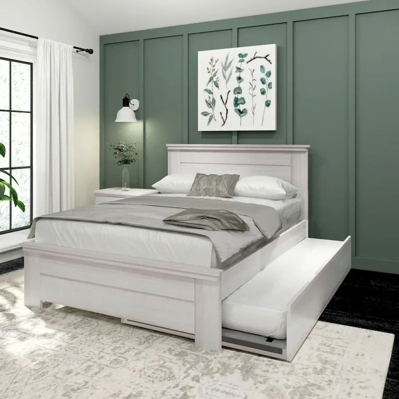Plank and Beam Farmhouse Full Bed with Panel Headboard with Trundle