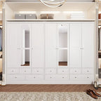 Modular Majesty Double Wardrobe Mirror-Front Storage Closet Armoires