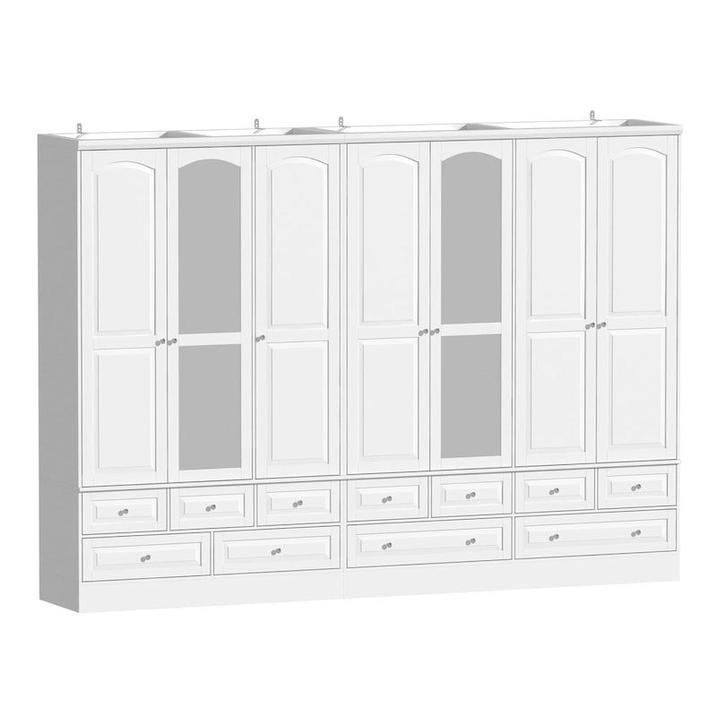 Modular Majesty Double Wardrobe Mirror-Front Storage Closet Armoires