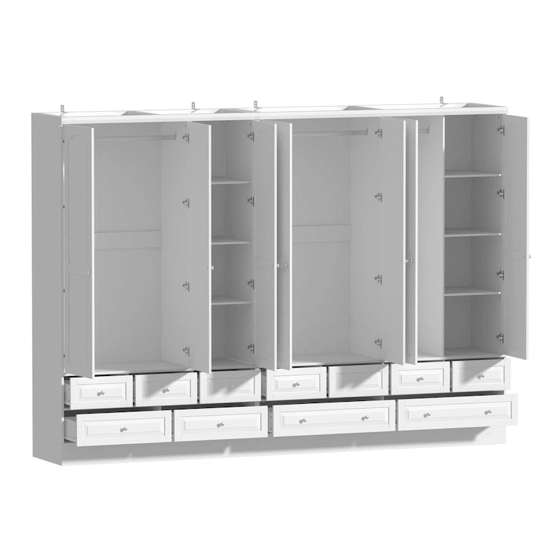 Modular Majesty Double Wardrobe Mirror-Front Storage Closet Armoires