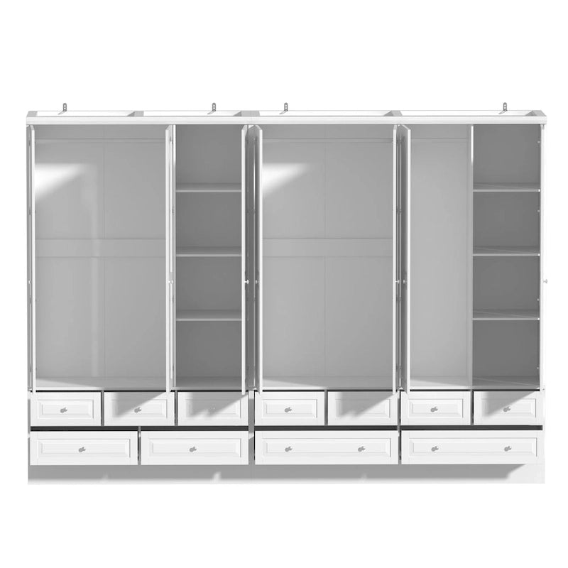 Modular Majesty Double Wardrobe Mirror-Front Storage Closet Armoires