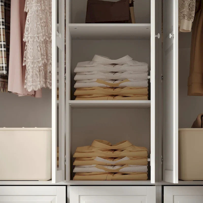 Modular Majesty Double Wardrobe Mirror-Front Storage Closet Armoires