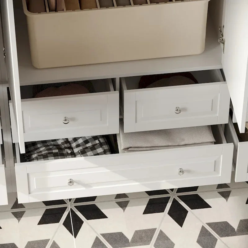 Modular Majesty Double Wardrobe Mirror-Front Storage Closet Armoires