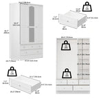 Modular Majesty Double Wardrobe Mirror-Front Storage Closet Armoires