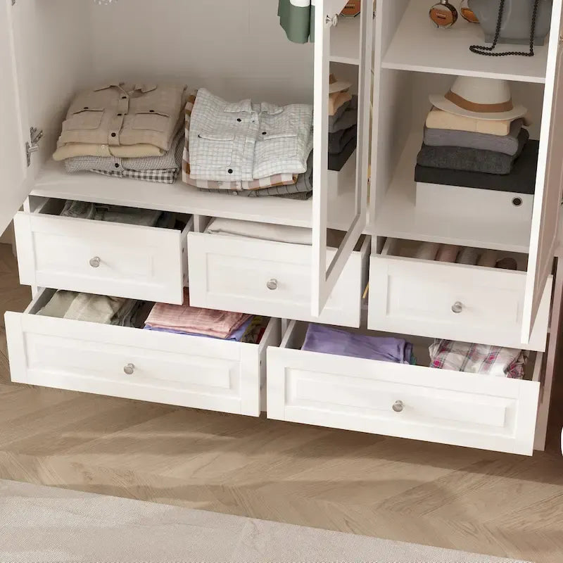Modular Majesty Double Wardrobe Mirror-Front Storage Closet Armoires