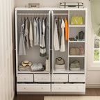 Modular Majesty Double Wardrobe Mirror-Front Storage Closet Armoires